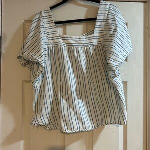 Sonoma Navy and White Striped Blouse
